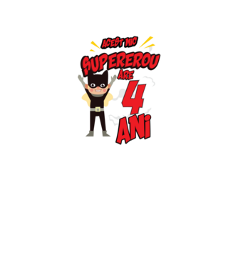 Acest mic supererou are 4 ani model negru pe tricou