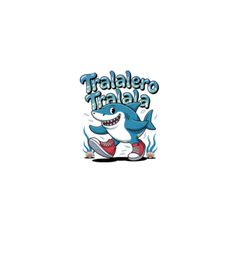 Tralalero Tralala drăguț model negru pe tricou