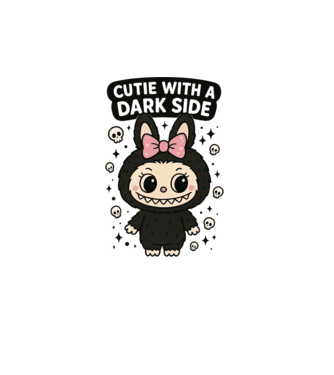 Cutie with a dark side model alb pe tricou