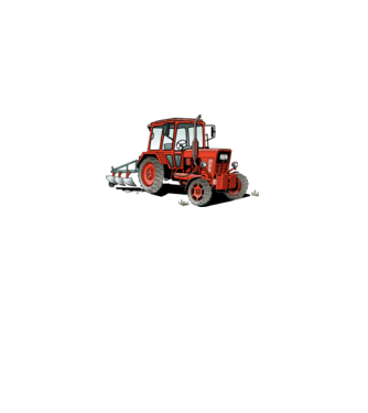 TRACTOR model alb pe tricou