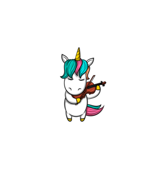 Unicorn Violin model alb pe tricou
