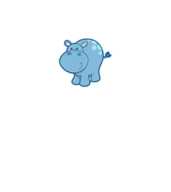 Cartoon hippo model negru pe tricou