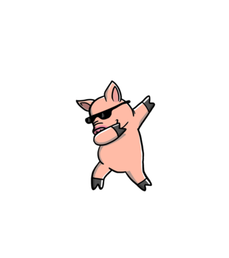 Porc dab model negru pe tricou