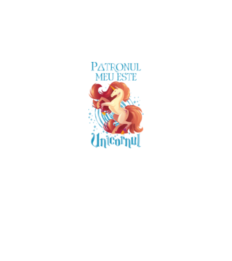 Patronul meu este UNICORNUL model negru pe tricou