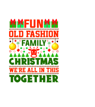 fun old fashion family christmas model negru pe tricou