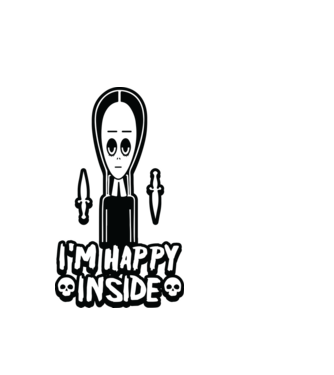 WEDNESDAY Happy inside model alb pe tricou