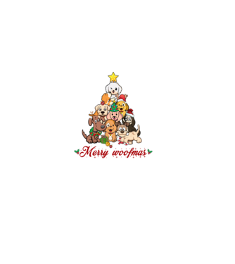 Merry woofmas model negru pe tricou