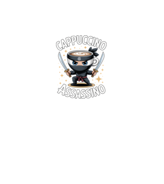 Cappuccino Assassino model negru pe tricou