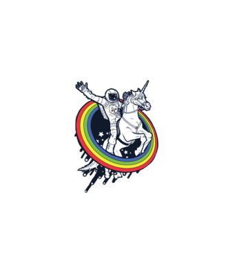 Unicorn Spaceman model turcoaz pe tricou