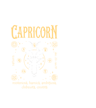 Zodiac femeie CAPRICORN golden model alb pe tricou