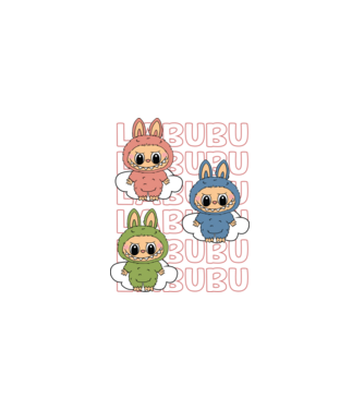 LABUBU model alb pe tricou