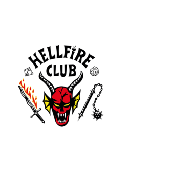 HELLFIRE CLUB model negru pe tricou