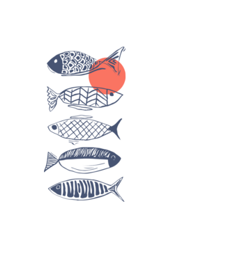 Fish model albastru deschis pe tricou
