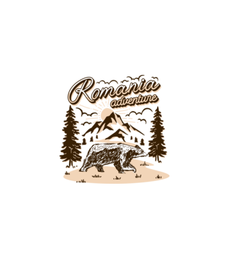 Romania bear adventure model gri pe tricou