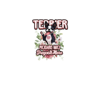 terrier : picioare mici dragoste mare model alb pe tricou