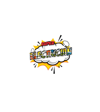 Super Electrician model alb pe tricou