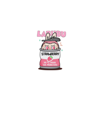 Strawberry Labubu model alb/roșu pe tricou