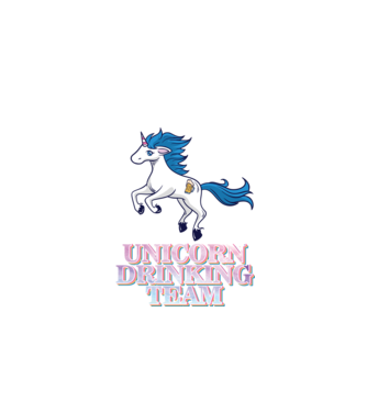 Unicorn drinking team model alb pe tricou