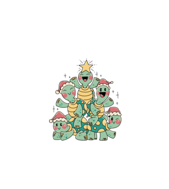 Turtle christmas tree model negru pe tricou