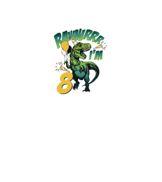 'Birthday Dinosaur rawww i''m 8' model alb pe tricou