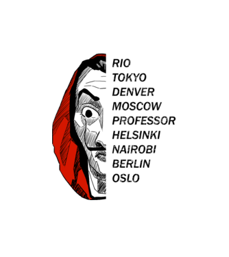 classic logo money heist white model alb pe tricou
