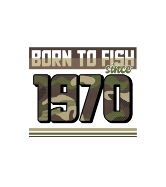 Born to fish since 1970 model alb pe tricou