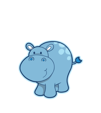 Cartoon hippo model negru pe tricou