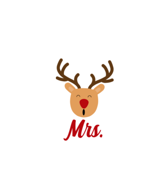 Mrs Reindeer christmas couple model alb pe tricou