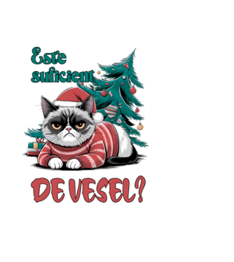 Este suficient de vesel? pisică Crăciun model albastru deschis pe tricou