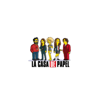 la casa de papel simpson model alb pe tricou