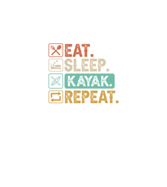 Eat Sleep Kayak model negru pe tricou