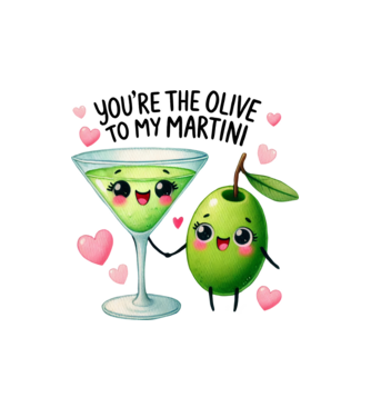 Olive to my Martini model alb pe tricou