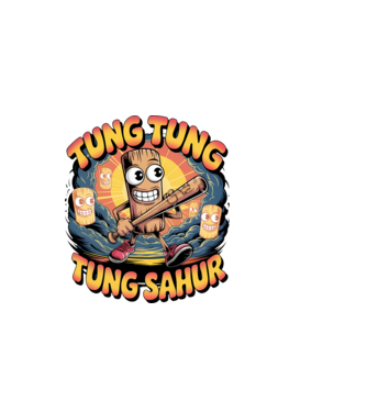 Tung Tung Tung Sahur Retro model negru pe tricou