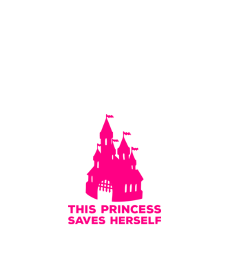 This princess saves herself model negru pe tricou