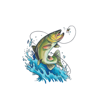 Fish model alb pe tricou