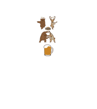 Bear deer beer model alb pe tricou