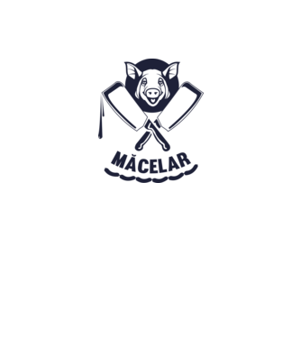 măcelar model alb pe tricou