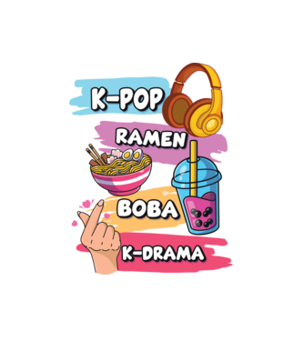 K-POP RAMEN BOBA K-DRAMA model alb pe tricou