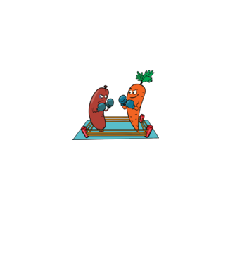 sausage vs carrot model gri pe tricou