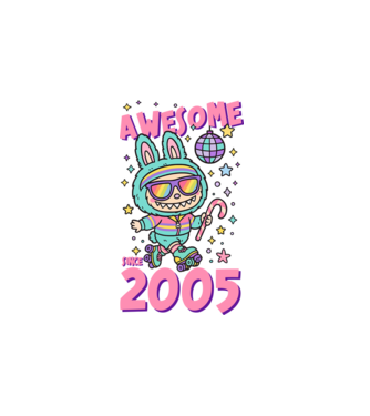 Awesome since 2005 - Labubu model alb pe tricou