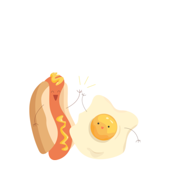 best friends hot dog egg model alb pe tricou