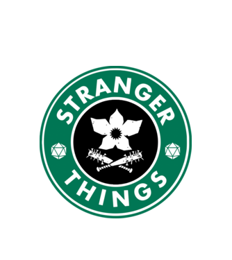 stranger things starbucks model alb pe tricou