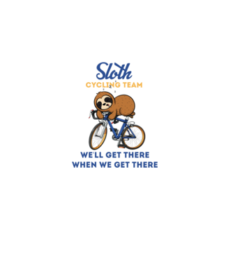 Sloth cycling team model alb pe tricou