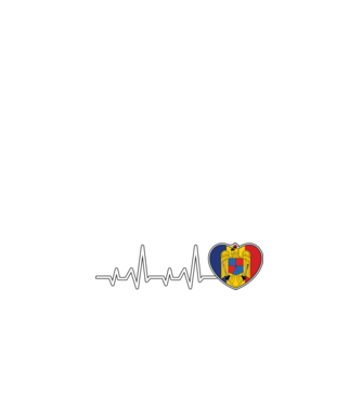 ROMANIA heartbeat model alb pe tricou