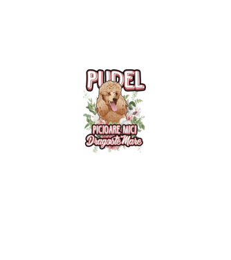 Pudel picioare mici dragoste mare model alb pe tricou