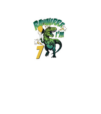 'Birthday Dinosaur rawww i''m 7' model alb pe tricou