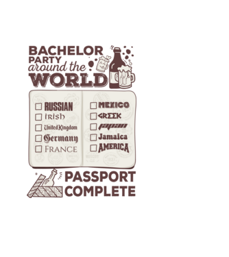 Bachelor Party World tour model negru pe tricou