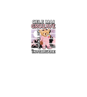 RETRO teddy fetişcană FEBRUARIE model negru pe tricou