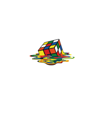 Melting Rubik model negru pe tricou