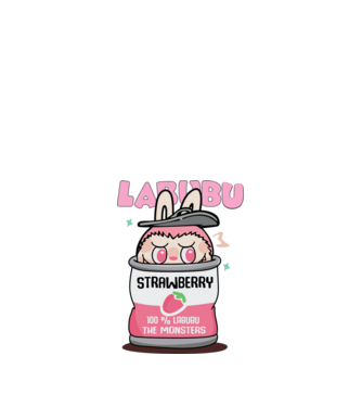 Strawberry Labubu model alb pe tricou